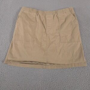 Lands End Skort Womens 12 Tan Chino Brief Lined Elastic Waist Stretch Pockets